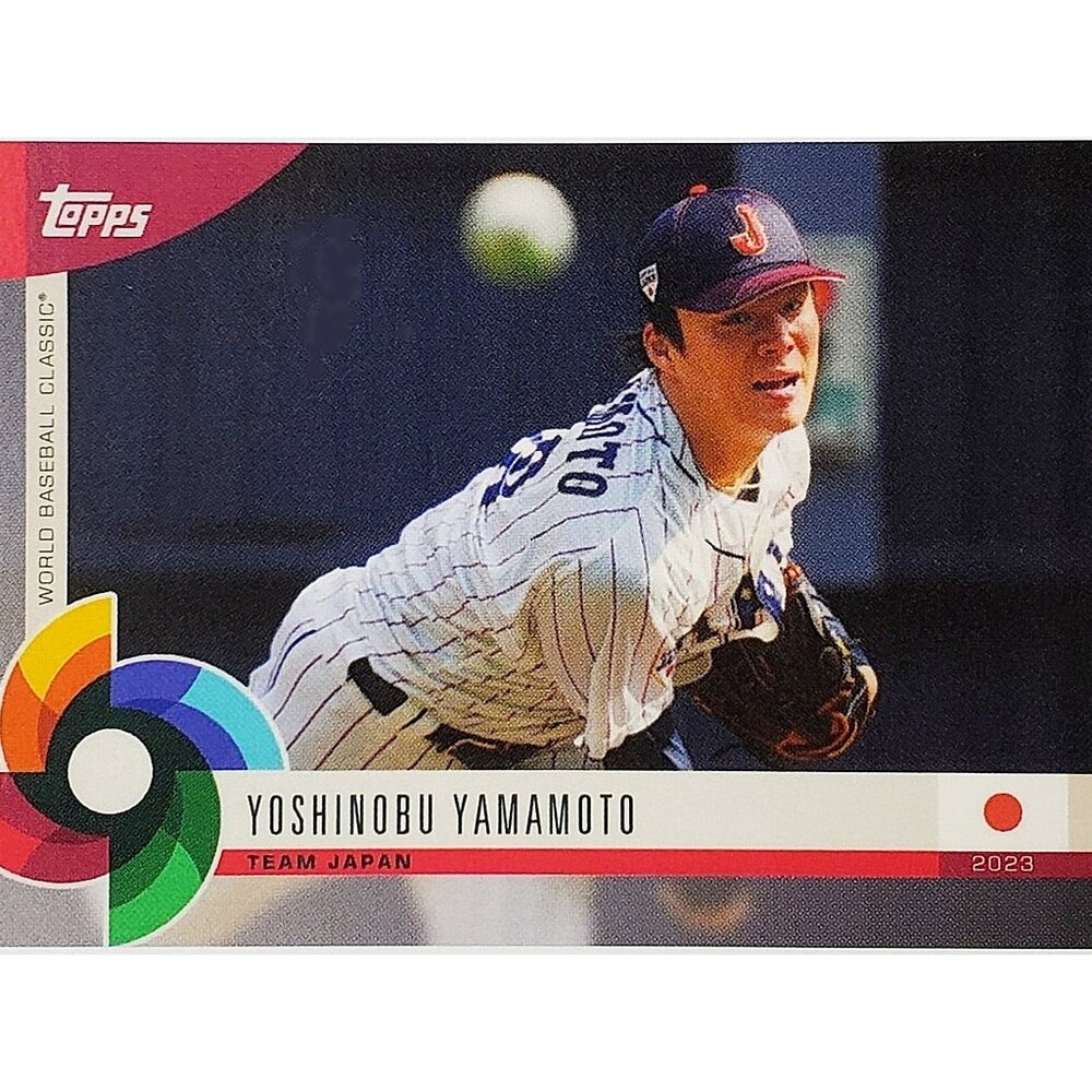 YOSHINOBU YAMAMOTO ROOKIE 2023 TOPPS WORLD BASEBALL CLASSIC #27, JAPAN, DODGERS
